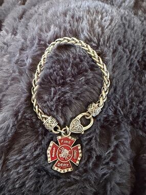 Red Fire Dept. Maltese Cross Bracelet